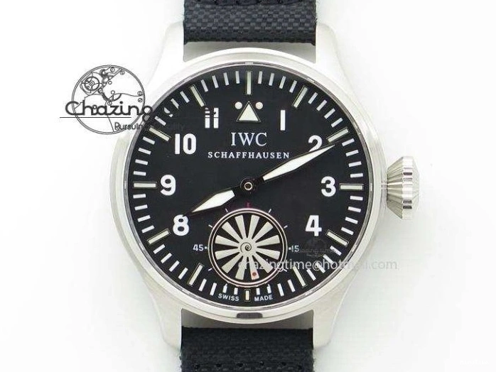 MIROTIME 0207 Fashionable Pilot IW326801 SS MK 1:1 Best Edition Black Dial on Green Nylon Strap MIYOTA 7122